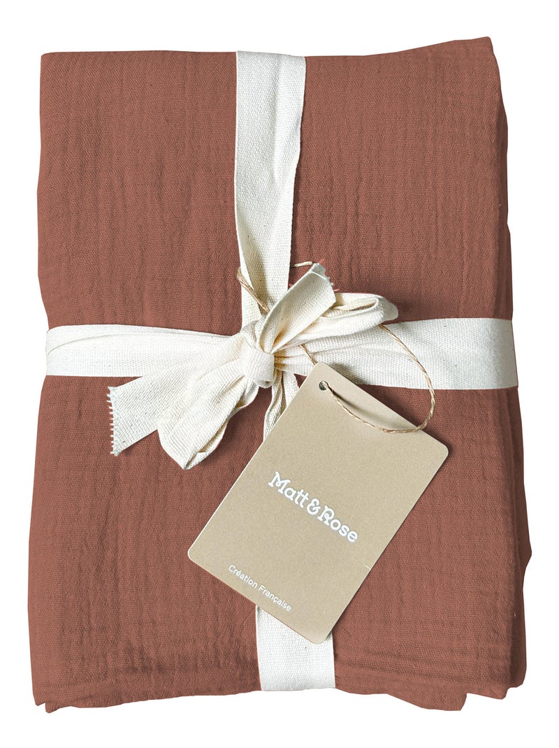Set de 2 taies d'oreiller unies en coton, gaze de coton Terracotta - Kiabi