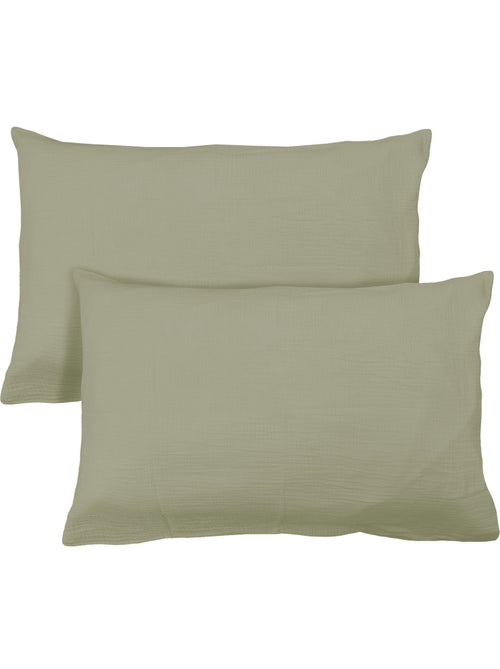 Set de 2 taies d'oreiller unies en coton, gaze de coton - Kiabi Set de 2 taies d'oreiller unies en coton, gaze de coton - Kiabi