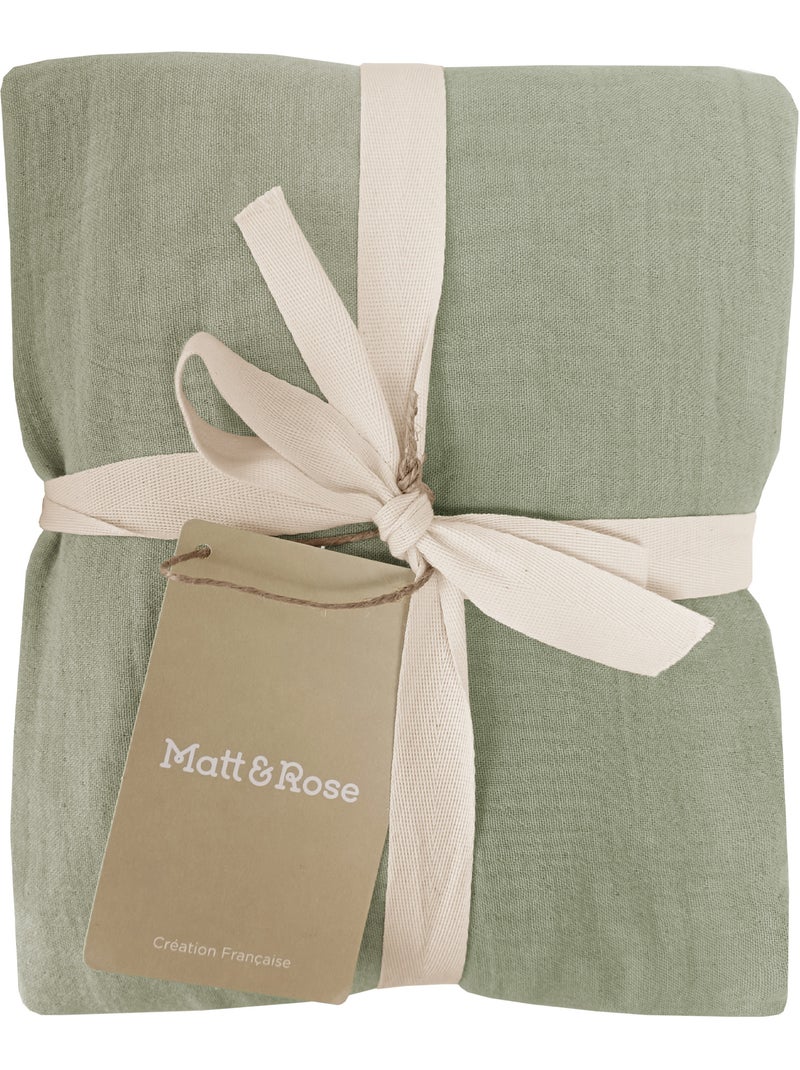 Set de 2 taies d'oreiller unies en coton, gaze de coton Vert - Kiabi