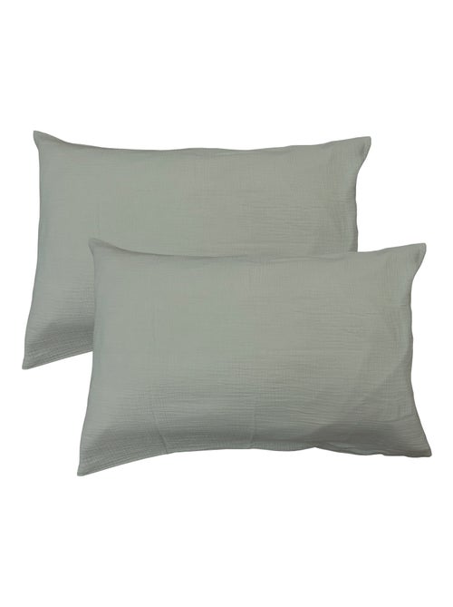 Set de 2 taies d'oreiller unies en coton, gaze de coton - Kiabi Set de 2 taies d'oreiller unies en coton, gaze de coton - Kiabi