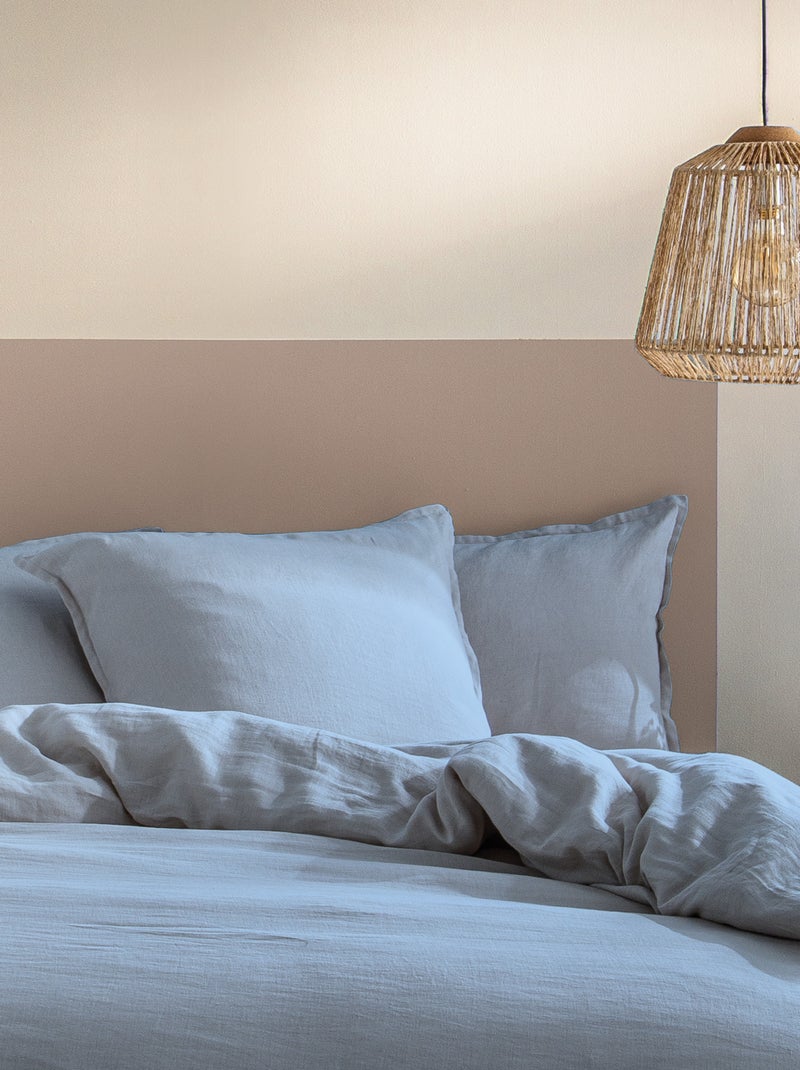 Set de 2 taies d'oreiller unies en lin, passion lin Bleu clair - Kiabi