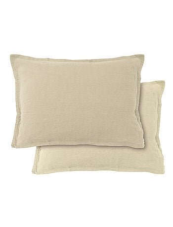 Set de 2 taies d'oreiller unies en lin, passion lin