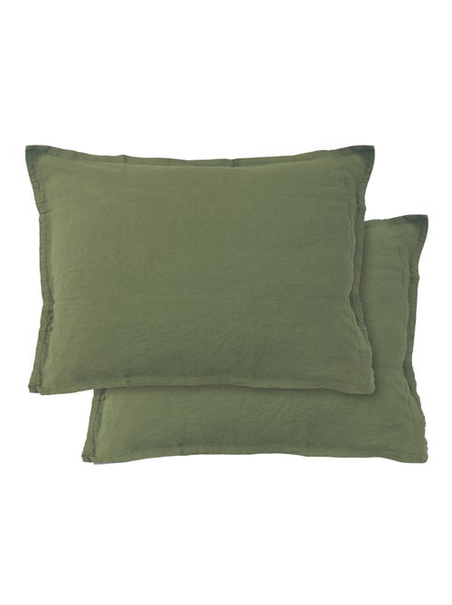 Set de 2 taies d'oreiller unies en lin, passion lin - Kiabi Set de 2 taies d'oreiller unies en lin, passion lin - Kiabi