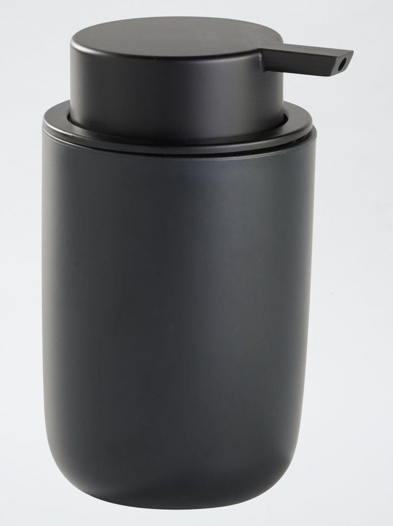 Set de 4 pièces porte savon + distributeur à savon + pot à brosse à dent + brosse de toilette Noir - Kiabi
