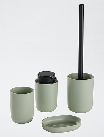 Set de 4 pièces porte savon + distributeur à savon + pot à brosse à dent + brosse de toilette