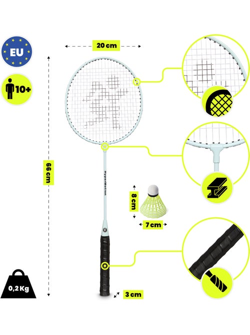 Set de badminton hypermotion – 2 raquettes, 1 volant, couleur sauge - Kiabi Set de badminton hypermotion – 2 raquettes, 1 volant, couleur sauge - Kiabi