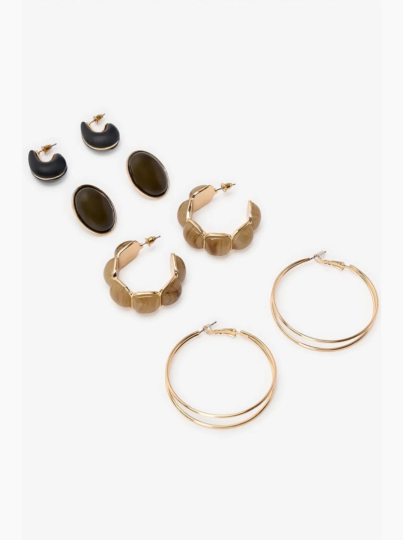 Set de boucles d'oreilles nicole penti Noir Marron - Kiabi