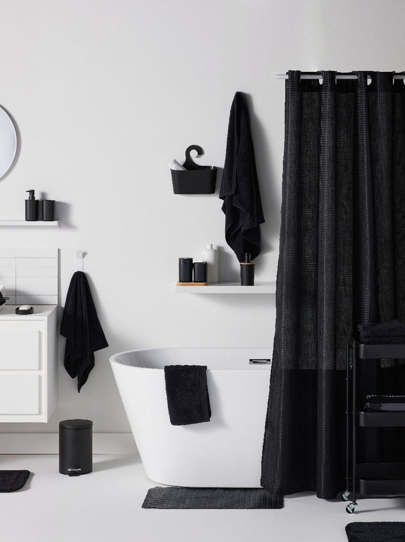 Set de douche panier + rideau de douche + tapis de douche Noir - Kiabi