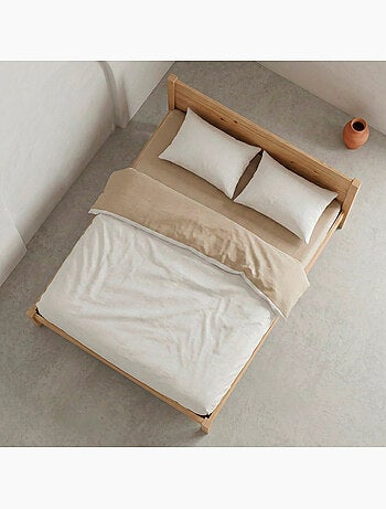 Set de housse de couette 100% coton, avec taie(s) d’oreiller, bicolore réversible - Gamusi.