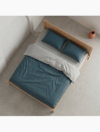 Set de housse de couette 100% coton, avec taie(s) d’oreiller, bicolore réversible - Gamusi.