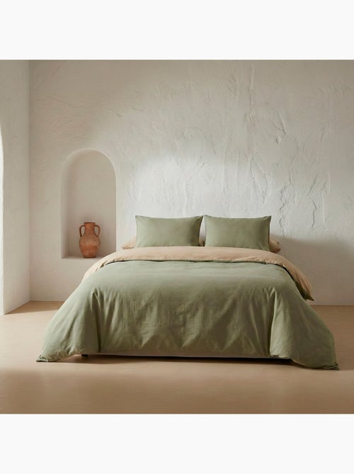 Set de housse de couette 100% coton, avec taie(s) d’oreiller, bicolore réversible - Gamusi. - Kiabi Set de housse de couette 100% coton, avec taie(s) d’oreiller, bicolore réversible - Gamusi. - Kiabi