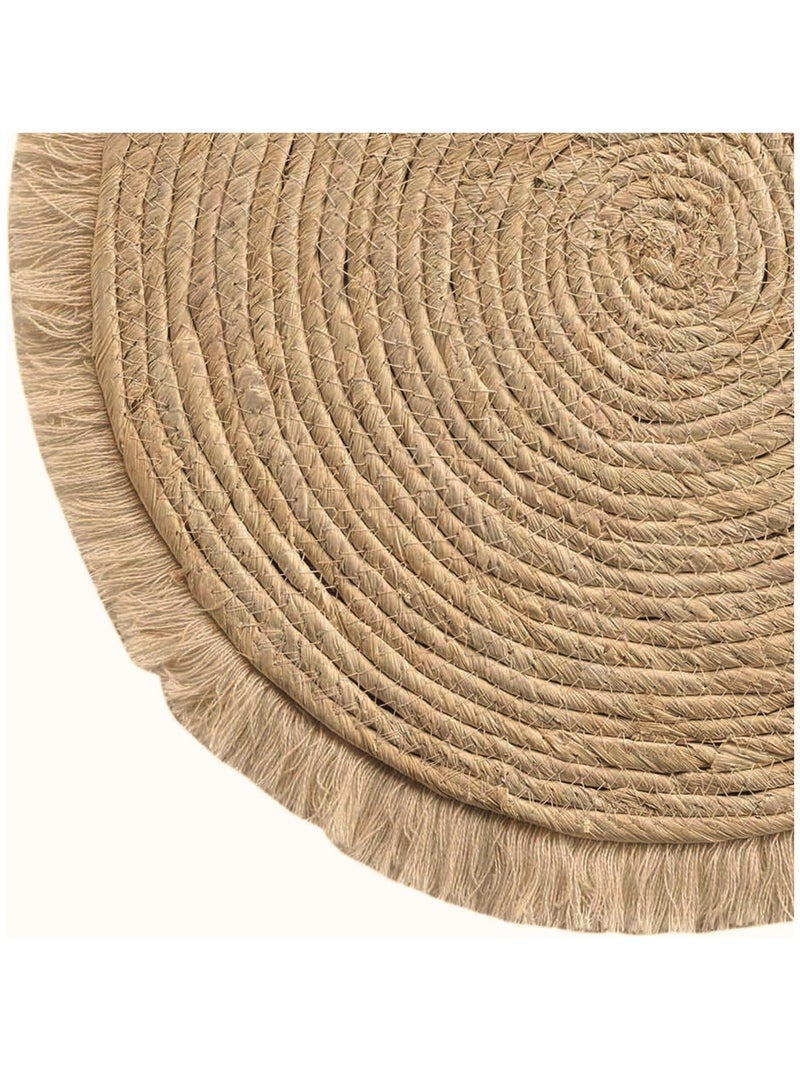 Set de table frangé en jonc Beige clair - Kiabi