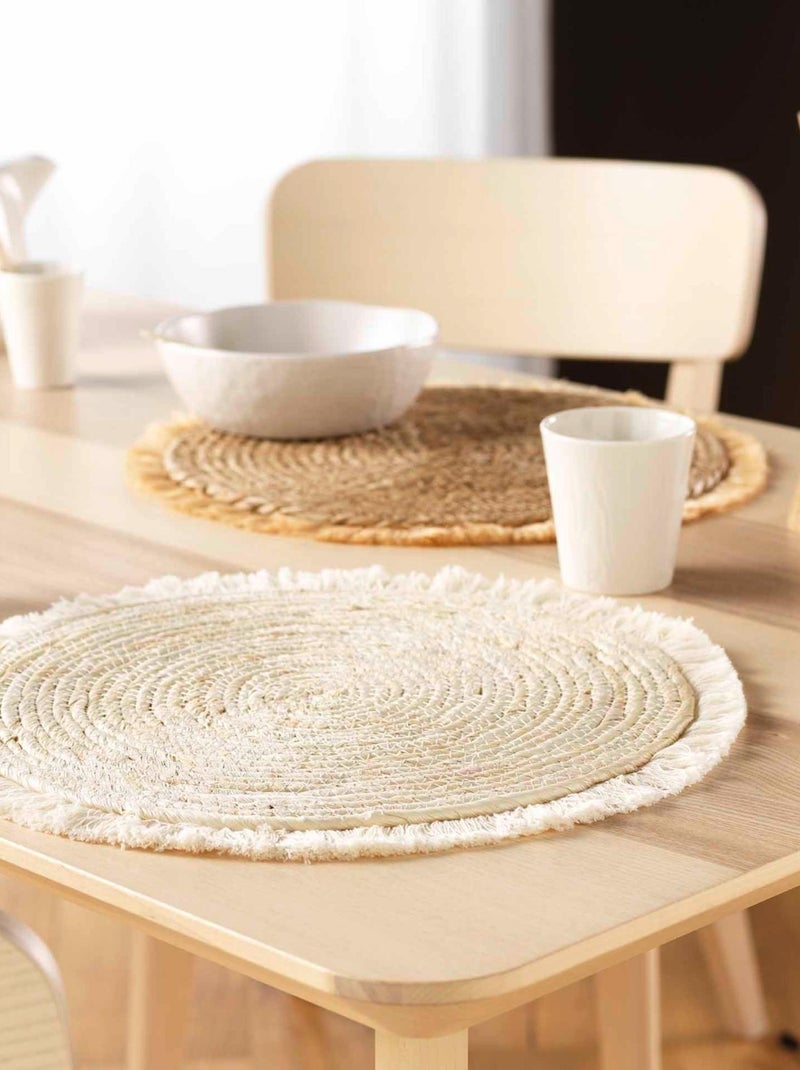 Set de table frangé en jonc Beige clair - Kiabi