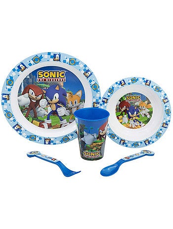 Set de vaisselle enfant sonic 5 pièces – assiette, bol, gobelet et couverts