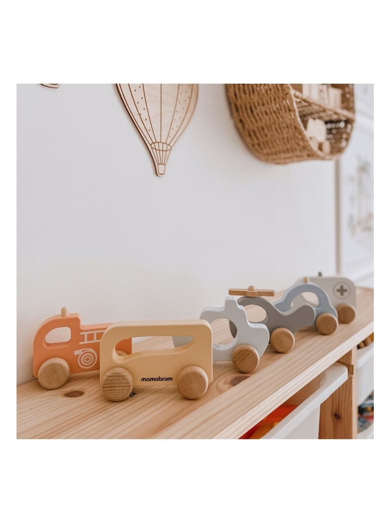 Set de véhicules en bois ambulance et pompier mamabrum Beige - Kiabi