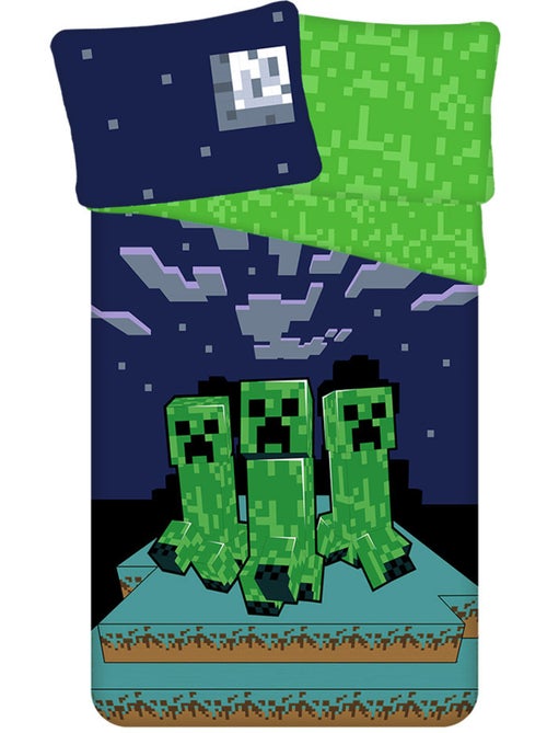 Set Dekbedovertrek Minecraft Survival Mode 140x200 cm + Kussensloop - 100% katoen - Kiabi