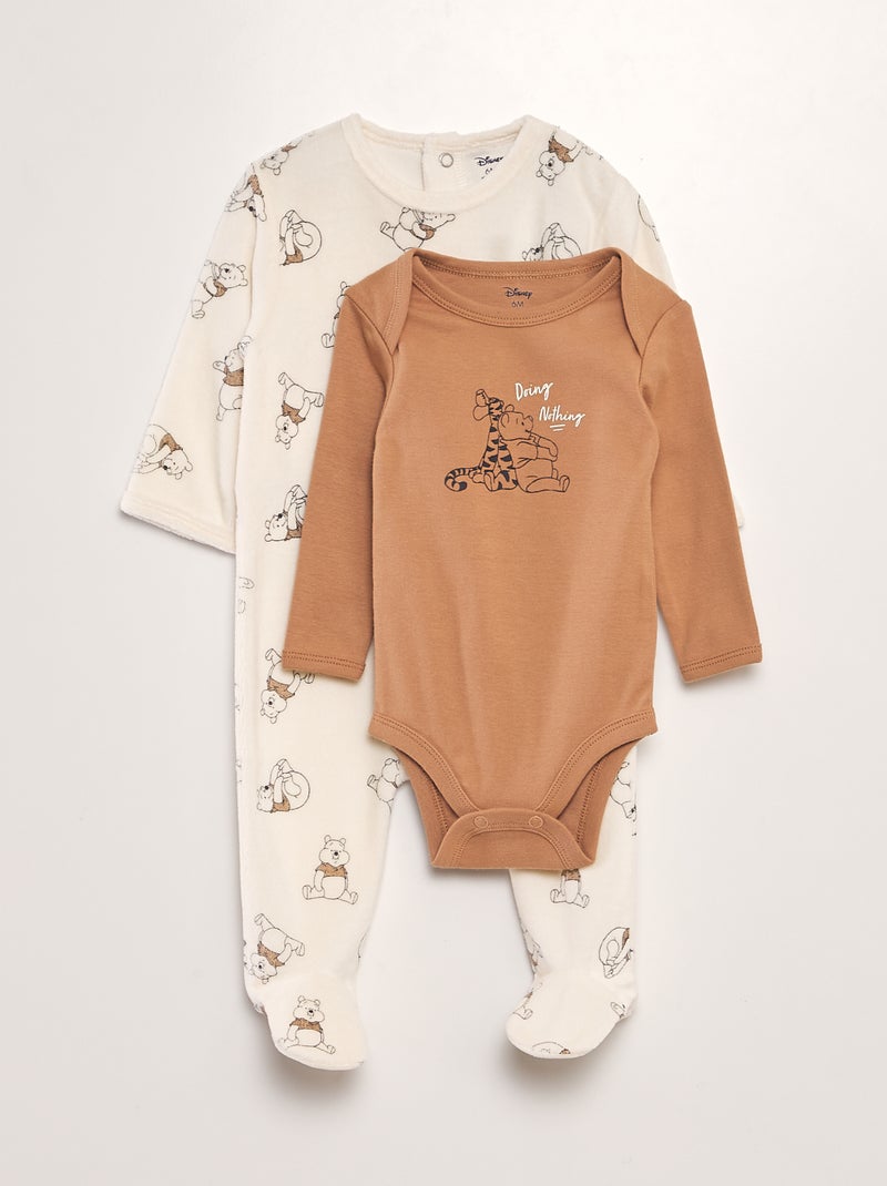 Set dors-bien en velours + body 'Winnie' - 2 pièces Marron - Kiabi