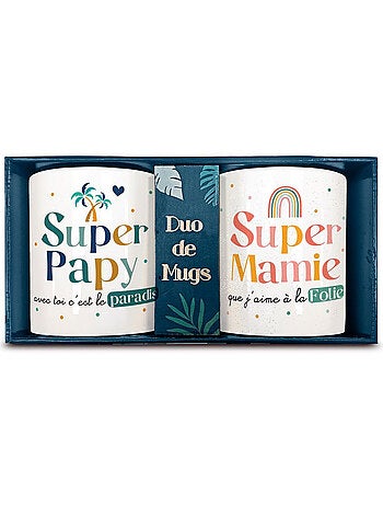 Set duo van mugs en keramiek Super Papy met punten dorés