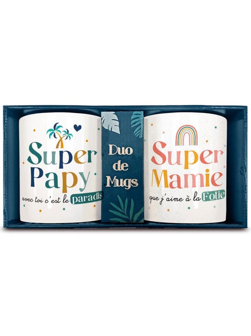 Set duo van mugs en keramiek Super Papy met punten dorés - Kiabi Set duo van mugs en keramiek Super Papy met punten dorés - Kiabi