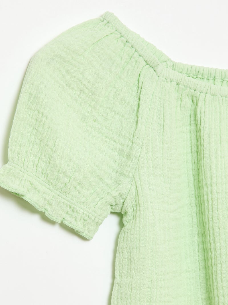 Set effen blouse + short - 2-delig Groen - Kiabi