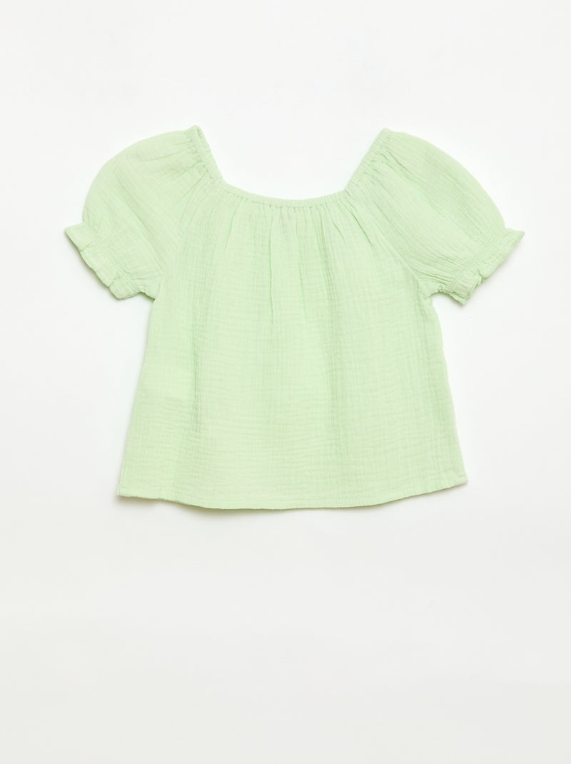 Set effen blouse + short - 2-delig Groen - Kiabi