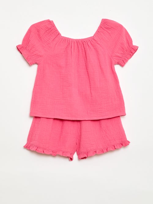 Set effen blouse + short - 2-delig - Kiabi