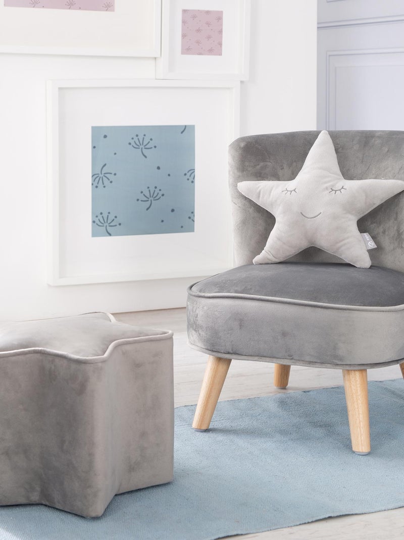 Set fauteuil + poef + sterrenkussen 'Lil Sofa' ROBA Grijs - Kiabi
