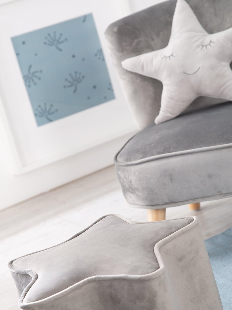 Set fauteuil + poef + sterrenkussen 'Lil Sofa' ROBA Grijs - Kiabi