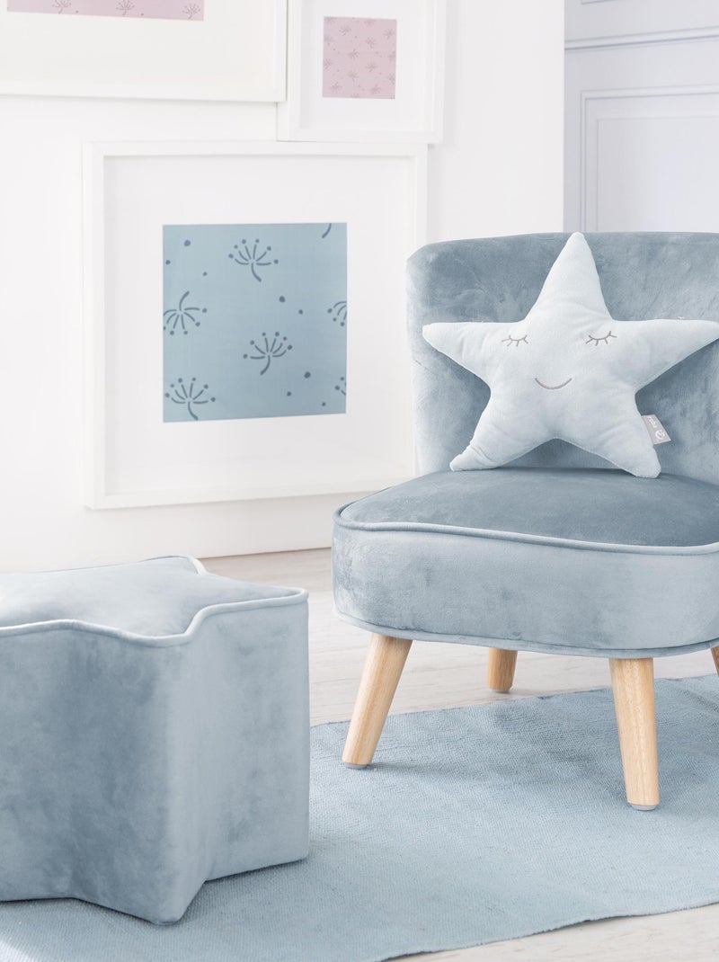 Set fauteuil + poef + sterrenkussen 'Lil Sofa' ROBA Lichtblauw - Kiabi