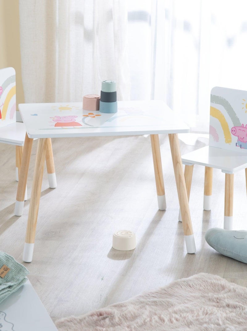 Set kindertafel + 2 stoelen van hout 'Peppa Pig' ROBA Wit Licht Roze Grijs - Kiabi