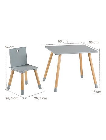 Set kindertafel en 2 stoelen van hout - ROBA