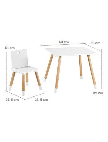 Set kindertafel en 2 stoelen van hout - ROBA