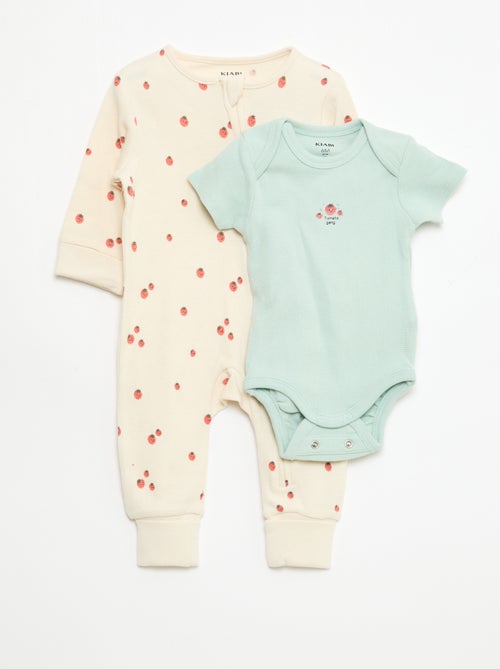 Set meegroei-body + pyjama van ribtricot - Kiabi
