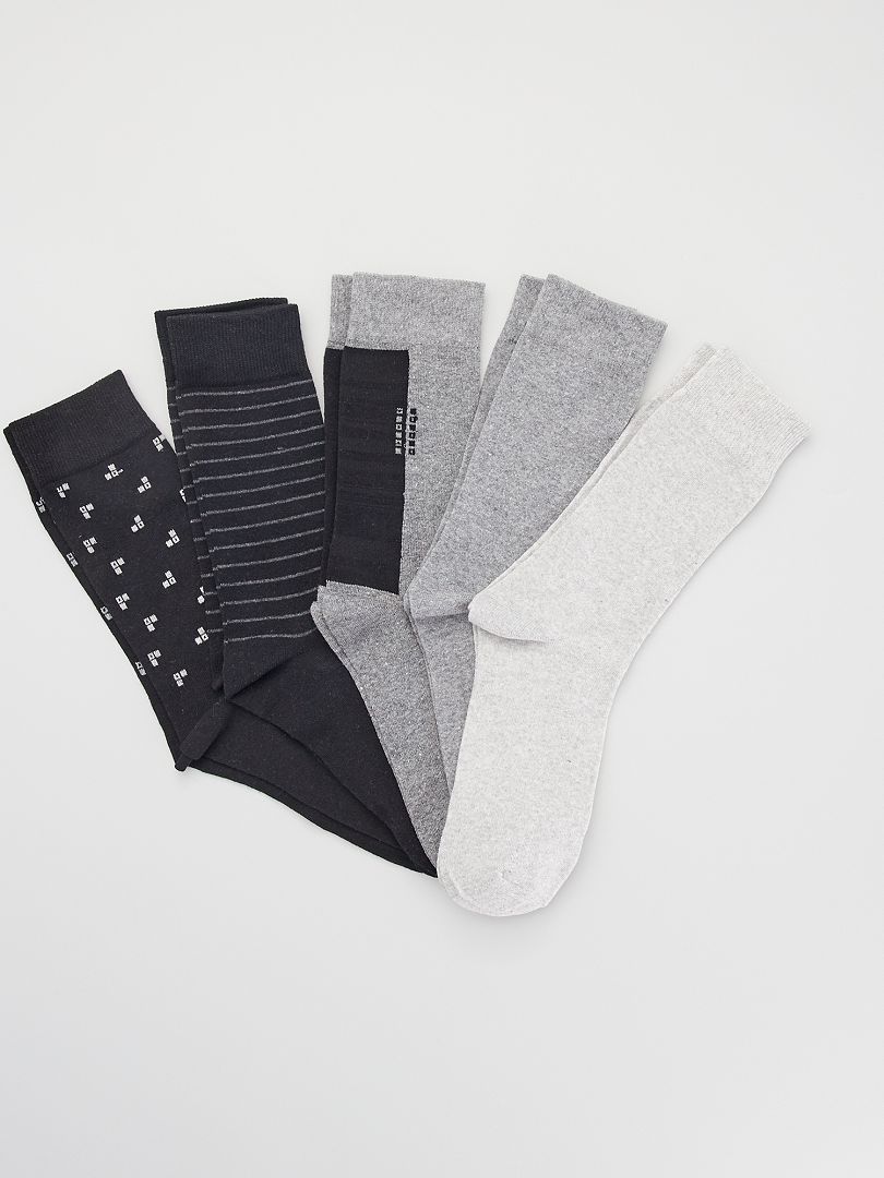 Set met 5 paar lange sokken zwart / grijs - Kiabi