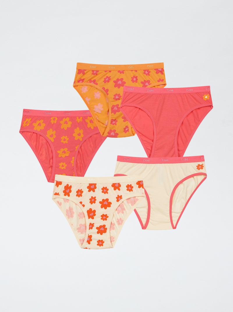 Set met 5 slips met print 'DIM' Oranje - Kiabi