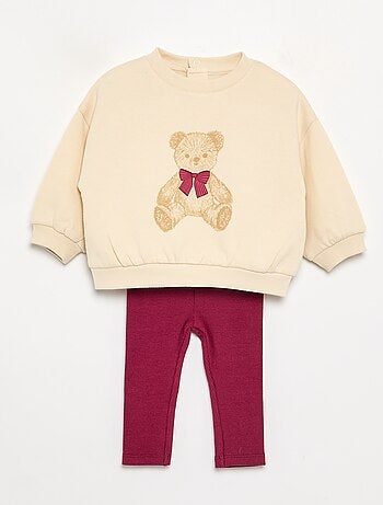 Set met bedrukte sweater + legging