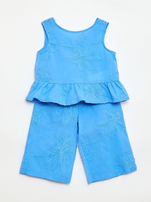 Set met blouse + broek met borduursels - 2-delig - Kiabi