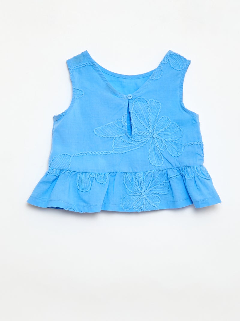 Set met blouse + broek met borduursels - 2-delig Blauw - Kiabi