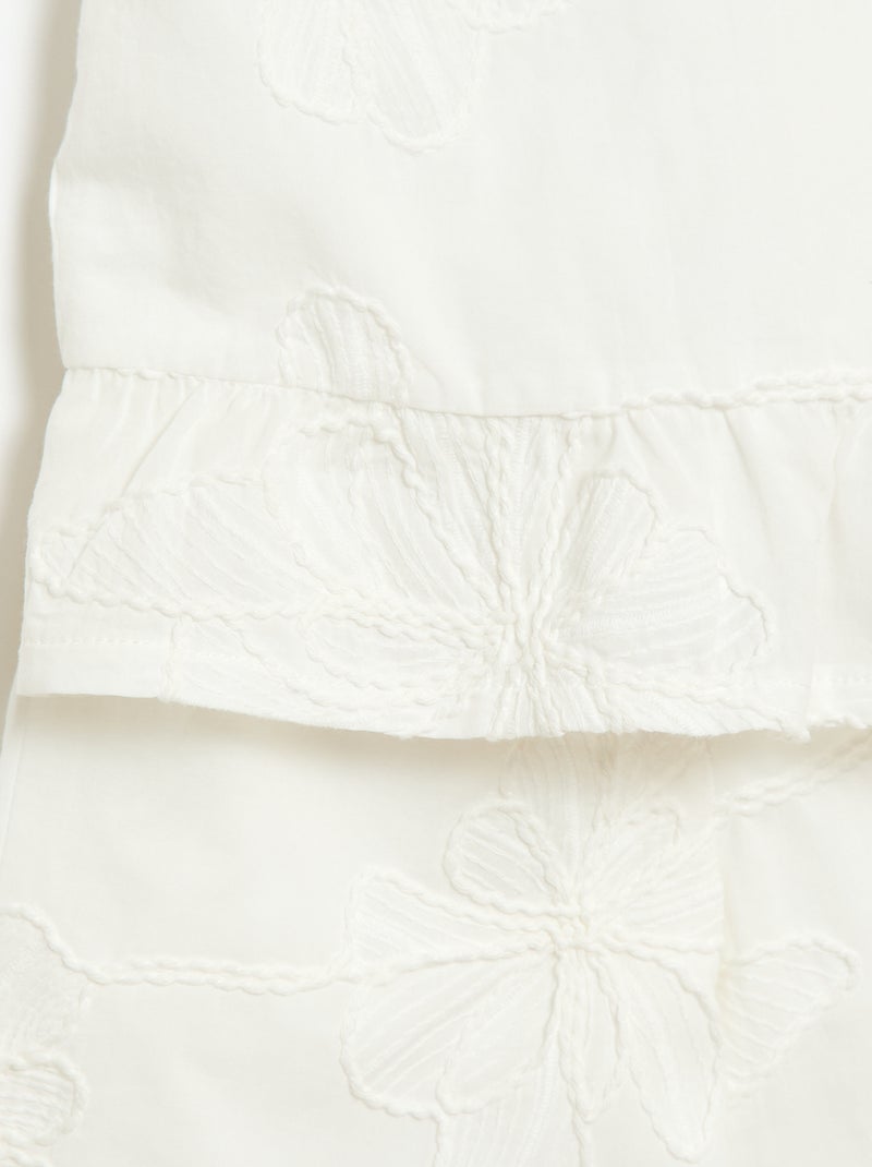 Set met blouse + broek met borduursels - 2-delig Wit - Kiabi