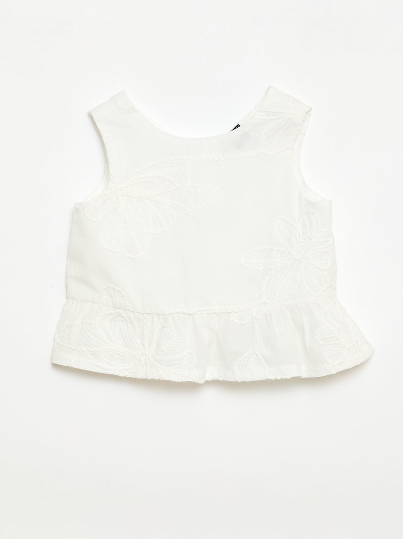 Set met blouse + broek met borduursels - 2-delig Wit - Kiabi