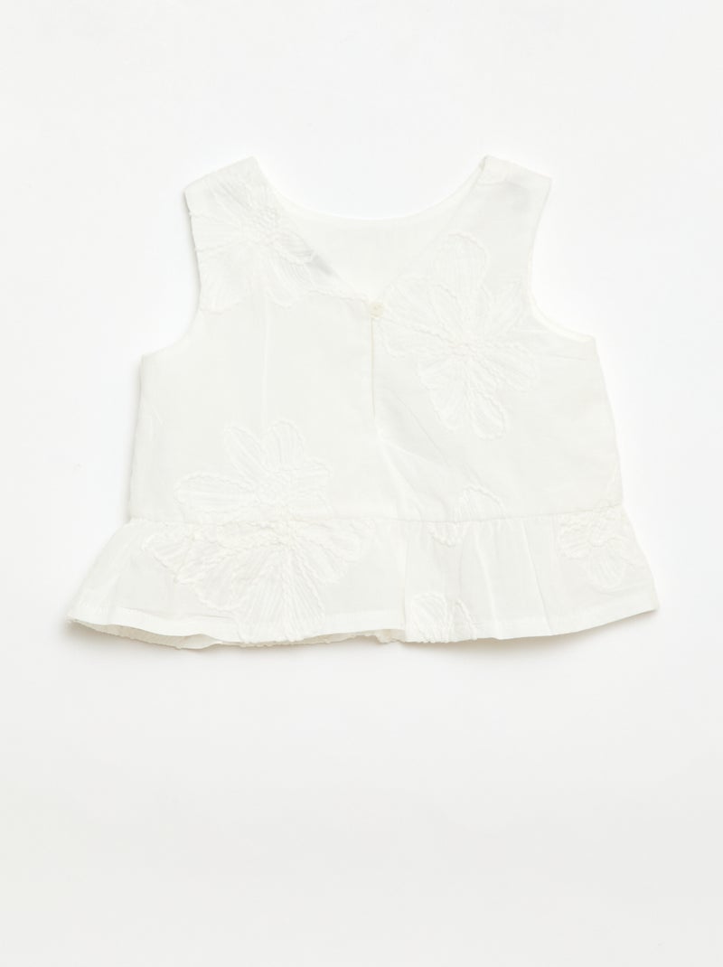 Set met blouse + broek met borduursels - 2-delig Wit - Kiabi