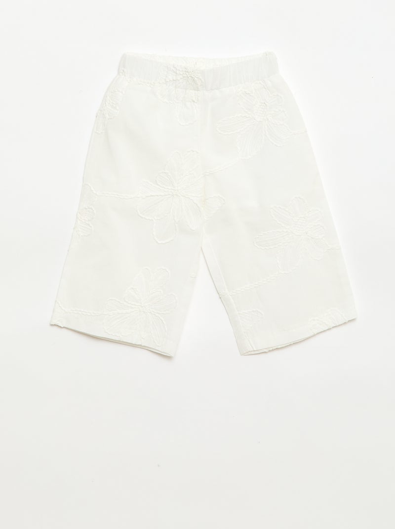 Set met blouse + broek met borduursels - 2-delig Wit - Kiabi