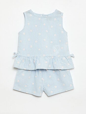 Set met blouse en short met vichyprint - 2-delig