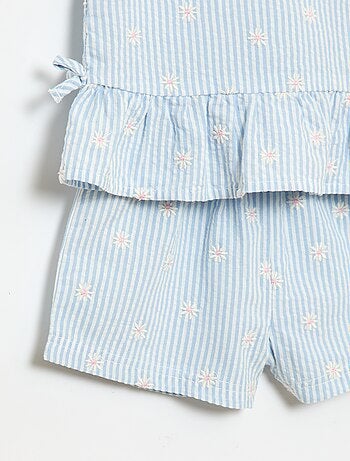 Set met blouse en short met vichyprint - 2-delig