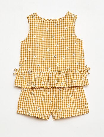 Set met blouse en short met vichyprint - 2-delig