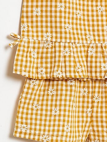 Set met blouse en short met vichyprint - 2-delig