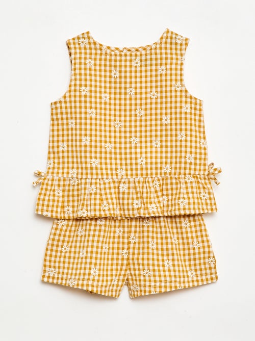Set met blouse en short met vichyprint - 2-delig - Kiabi