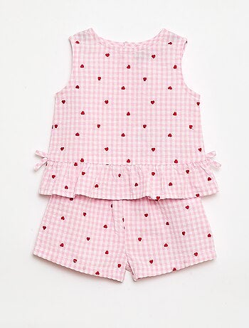 Set met blouse en short met vichyprint - 2-delig