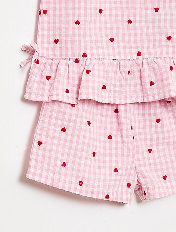 Set met blouse en short met vichyprint - 2-delig