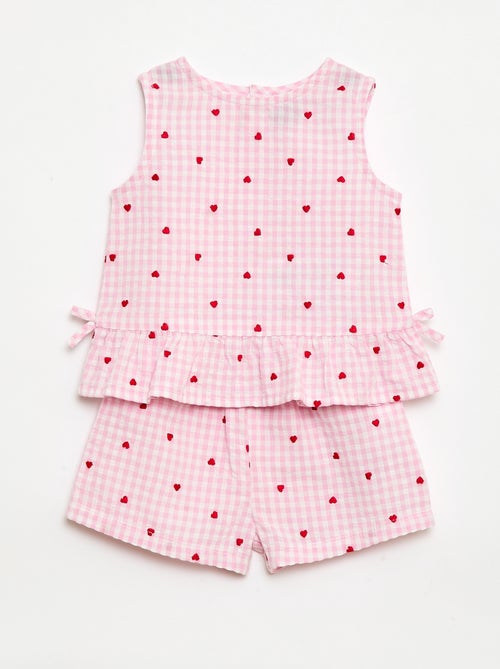Set met blouse en short met vichyprint - 2-delig - Kiabi